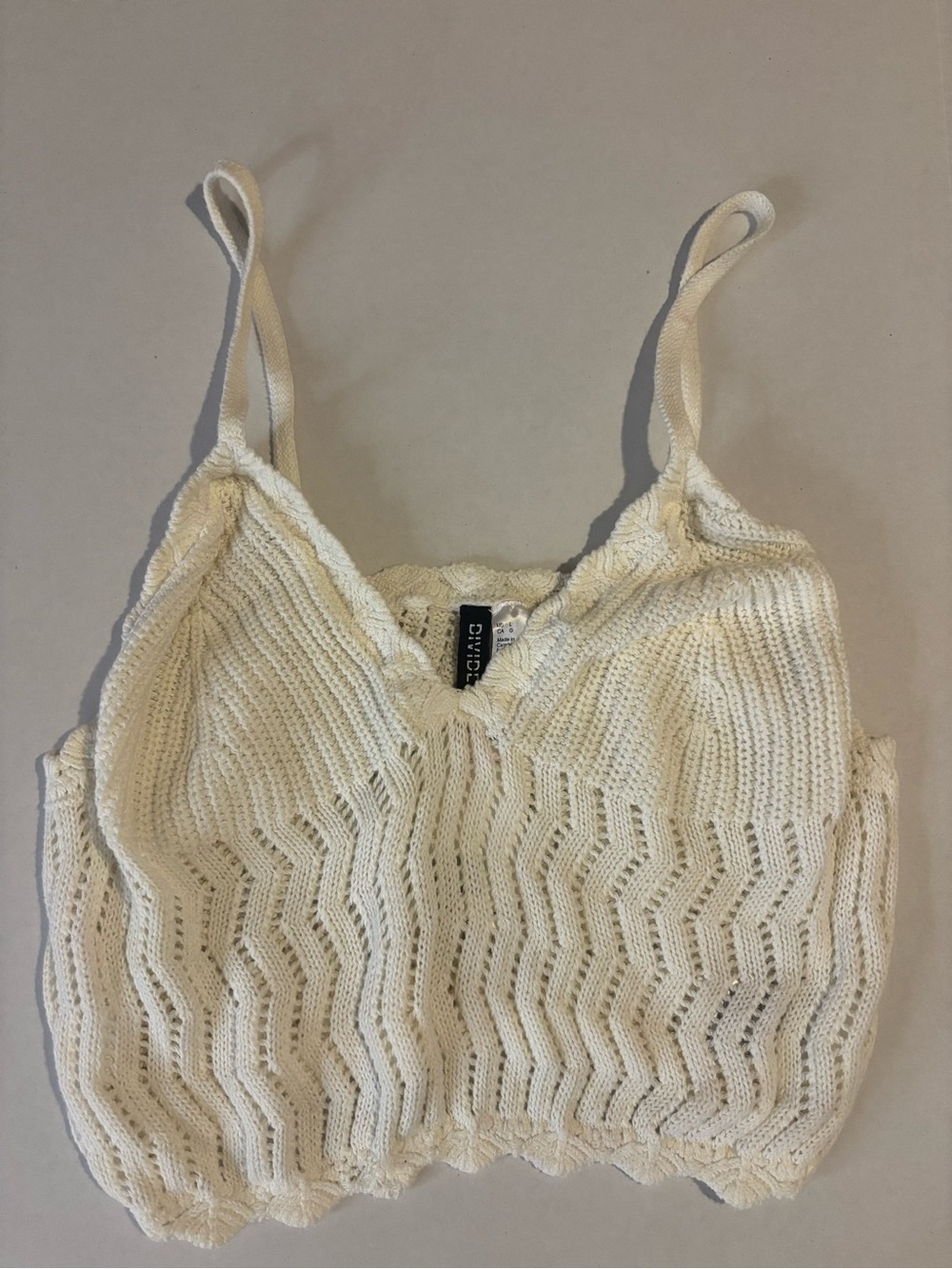 Divided Cream Crochet Cami Top